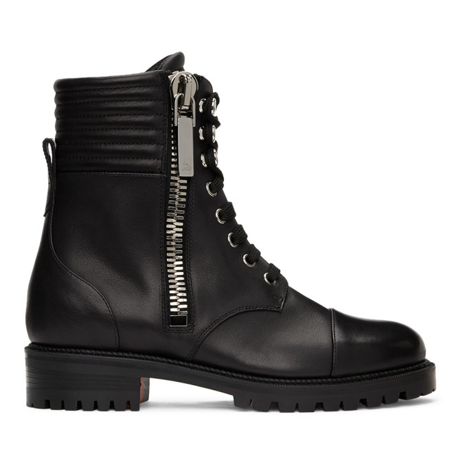 Christian Louboutin Black Leather En Hiver Ankle Boots