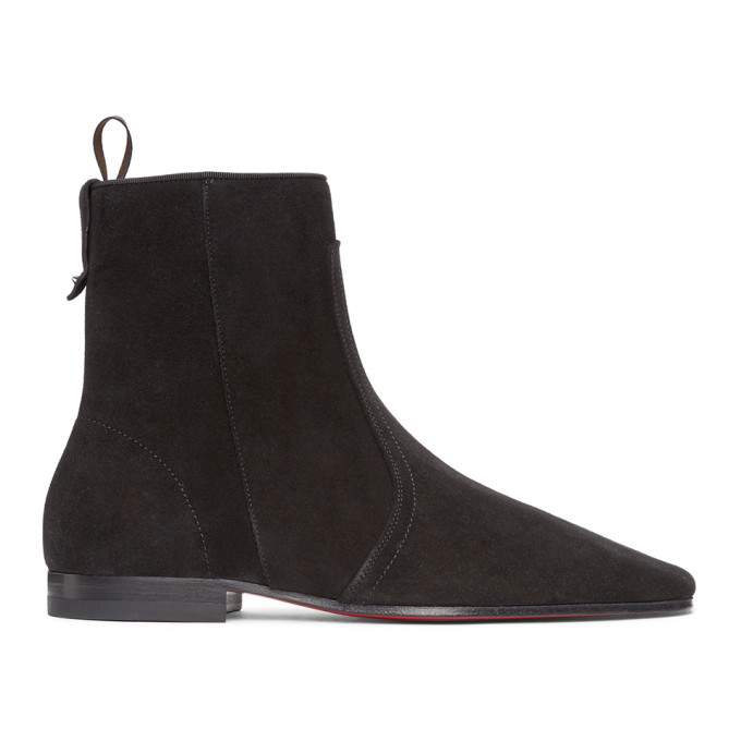 CHRISTIAN LOUBOUTIN: Alpinosol suede ankle boots - Black