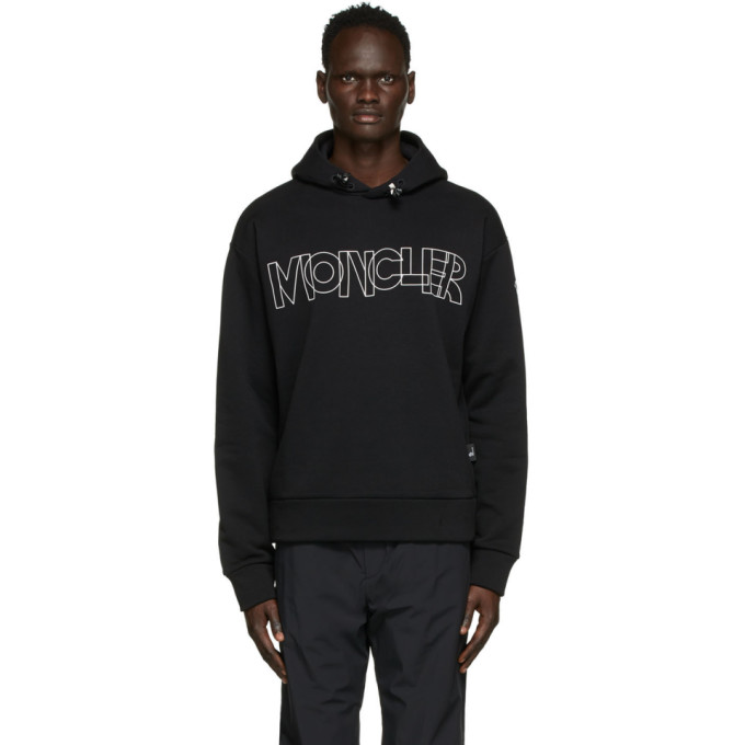 Moncler Grenoble Black Graphic Lettering Hoodie