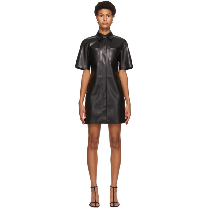 Nanushka Black Vegan Leather Berto Dress