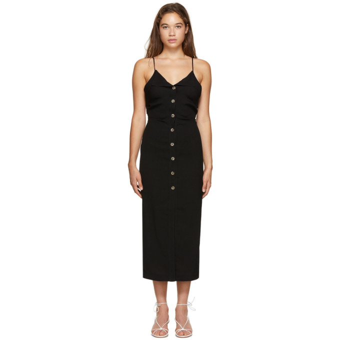 Nanushka Black Paz Button Down Dress