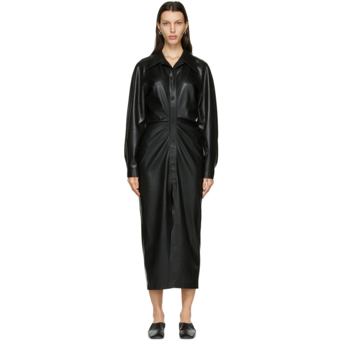 Nanushka Black Vegan Leather Sami Dress