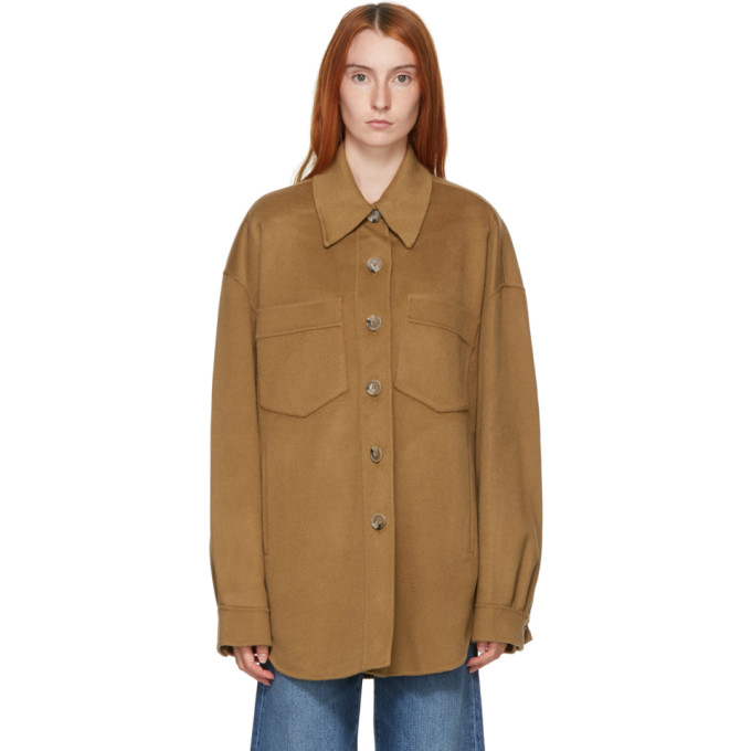 Nanushka Brown Martin Wool Shirt Jacket