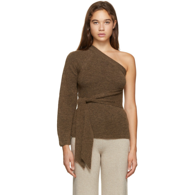 Nanushka Brown One-Shoulder Cleto Sweater