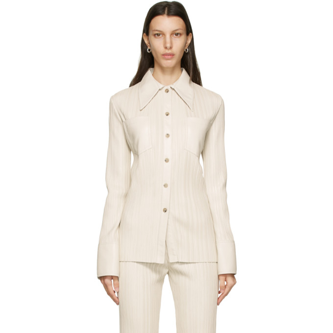 Nanushka Off-White Vegan Leather Blaine Shirt