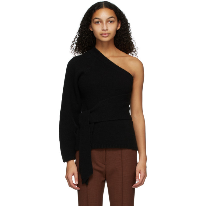 Nanushka Black One-Shoulder Cleo Sweater