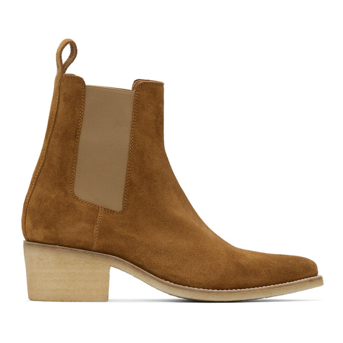 AMIRI Brown Suede Pointy Toe Chelsea Boots
