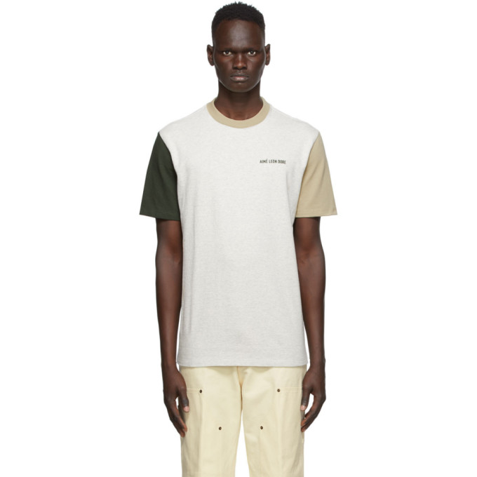 AIMÉ LEON DORE AIME LEON DORE GREY COLORBLOCKED T-SHIRT