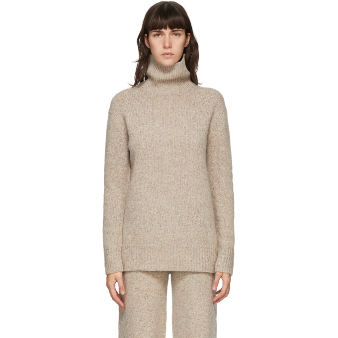 Joseph Beige Tweed Knit Turtleneck