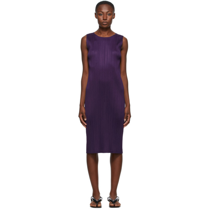 ISSEY MIYAKE PLEATS PLEASE ISSEY MIYAKE PURPLE NEW COLORFUL BASICS 2 TANK DRESS