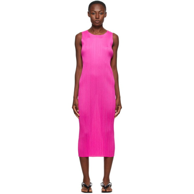 ISSEY MIYAKE PLEATS PLEASE ISSEY MIYAKE PINK NEW COLORFUL BASICS 2 TANK DRESS