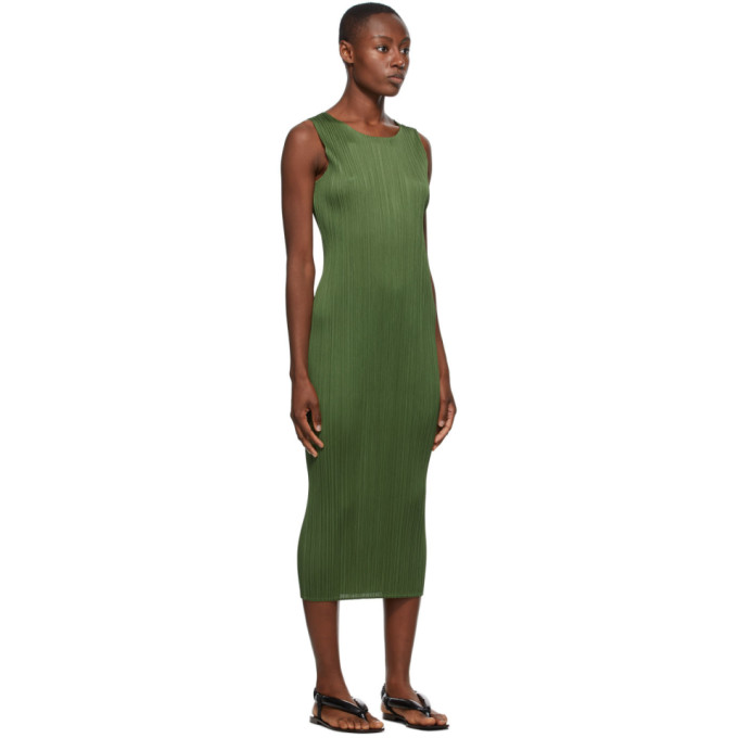 ISSEY MIYAKE PLEATS PLEASE ISSEY MIYAKE KHAKI NEW COLORFUL BASICS 2 TANK DRESS