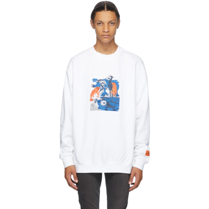 Heron Preston White Embroidered Herons Crewneck