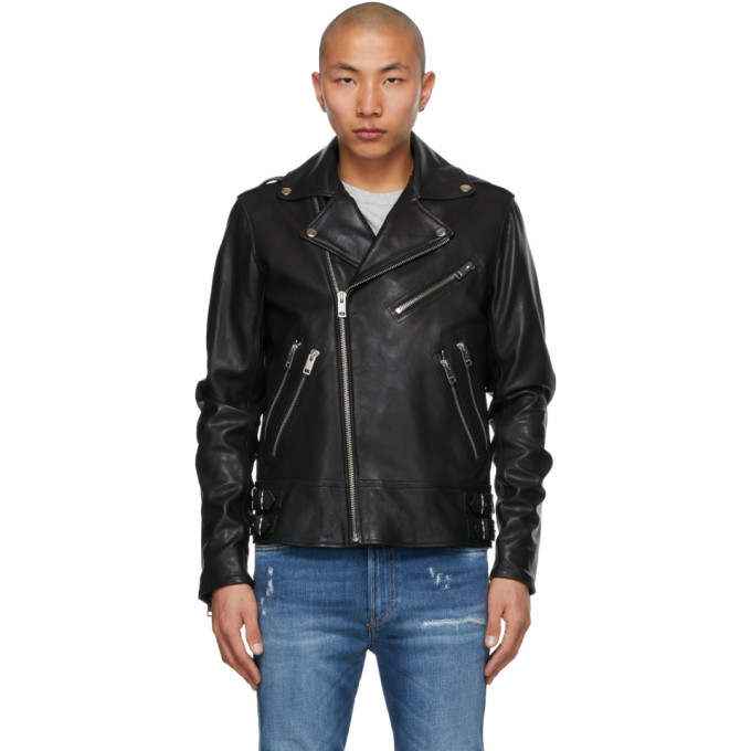 Diesel Leather Biker Jacket In Black9xx 