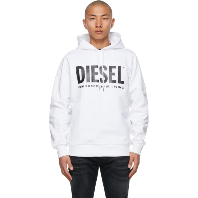 Diesel White S-GIR-Division-Logo Hoodie