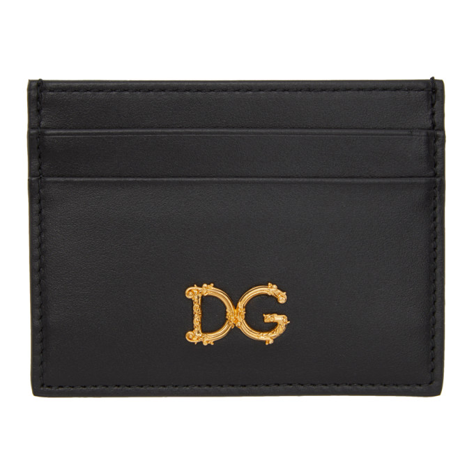 DOLCE & GABBANA BLACK BAROQUE 'DG' CARD HOLDER