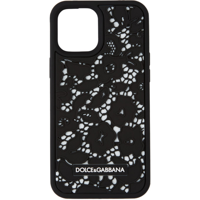 DOLCE & GABBANA BLACK RUBBER LACE IPHONE 12 PRO MAX CASE