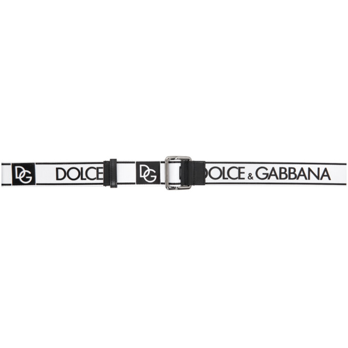 Dolce and Gabbana White Logo Tape Belt