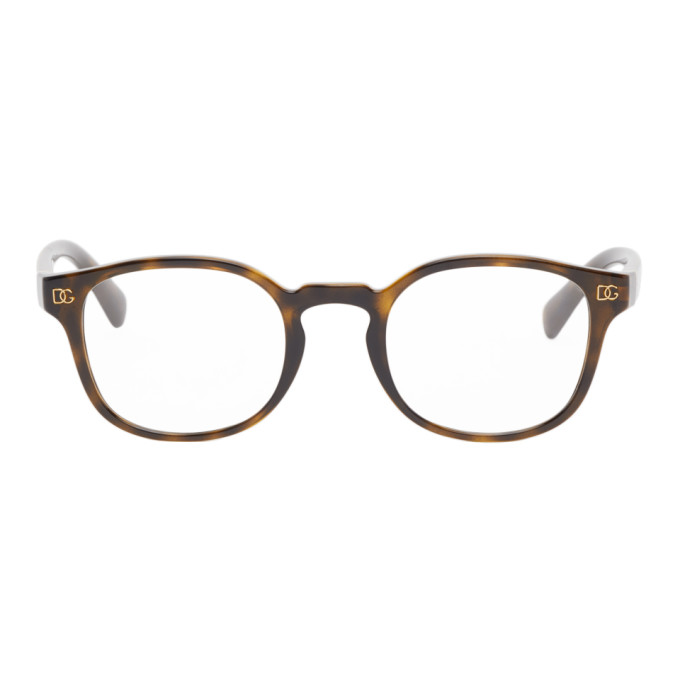 Dolce and Gabbana Tortoiseshell Monogram Round Glasses