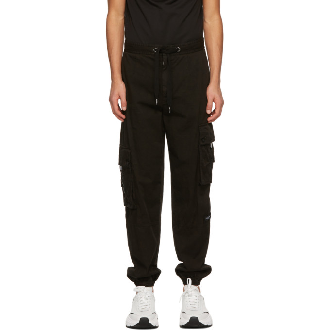 Dolce and Gabbana Black Garment-Dyed Jogging Cargo Pants