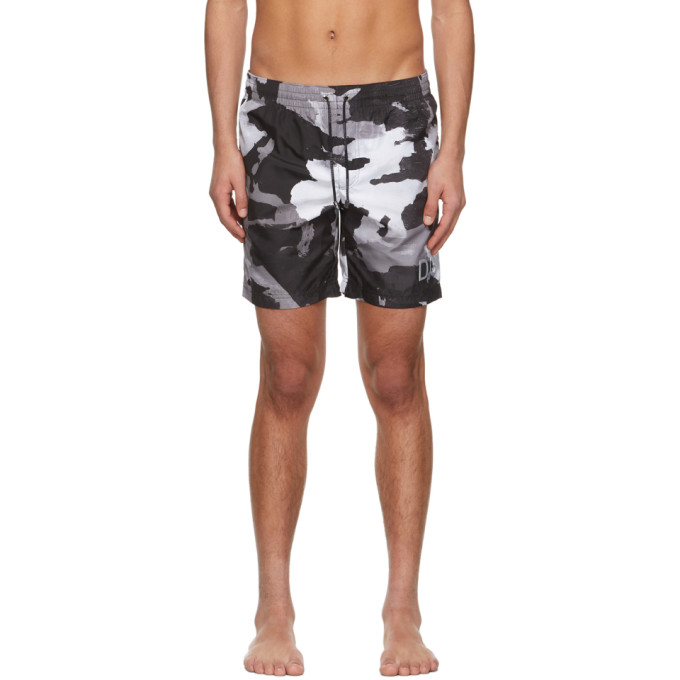 Dolce and Gabbana Black and Grey Camo Swim Shorts