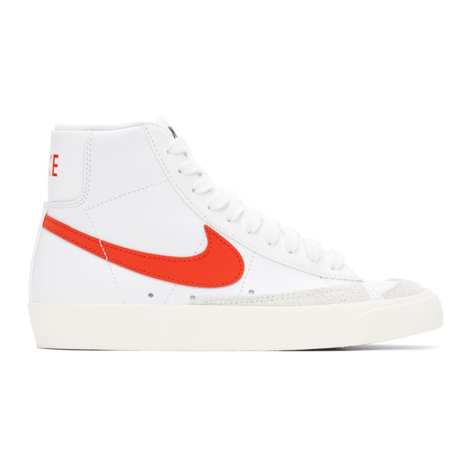 Nike White and Red Blazer Mid 77 Vintage Sneakers