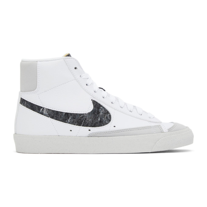 Nike White and Grey Blazer Mid 77 Sneakers