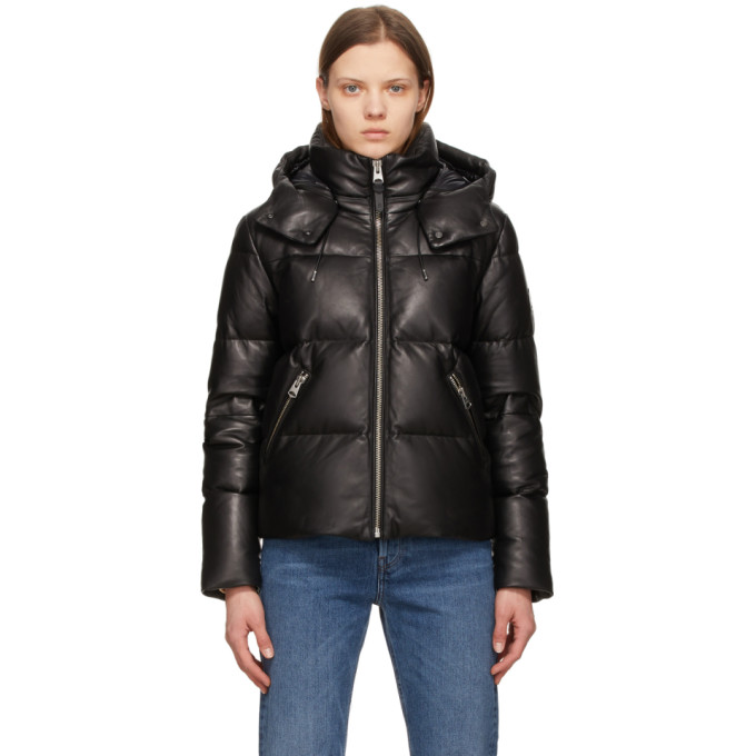 Mackage Black Down Leather Tory Jacket