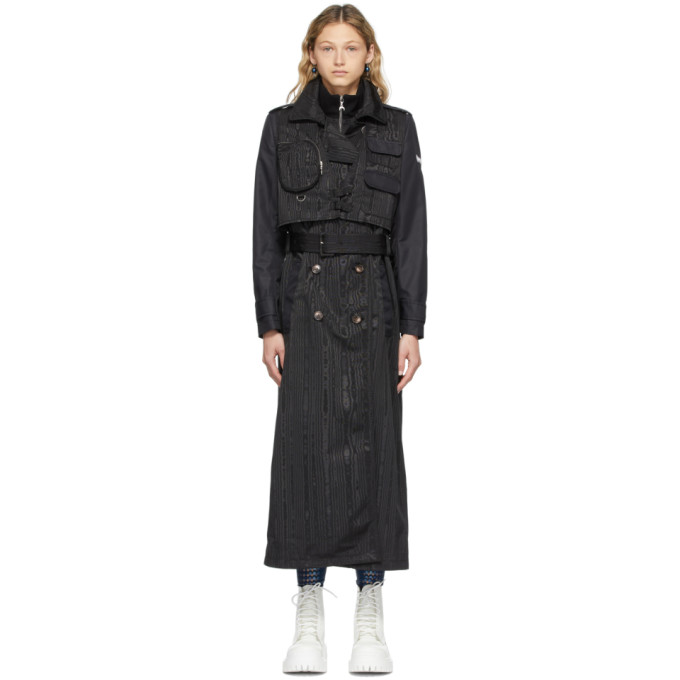 MARINE SERRE BLACK TRIPLE LAYER SURVIVAL TRENCH COAT