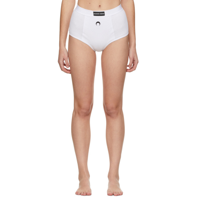 Marine Serre White Cotton Ribbed Briefs