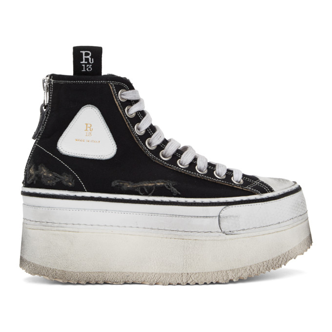 R13 Black Platform High-Top Sneakers