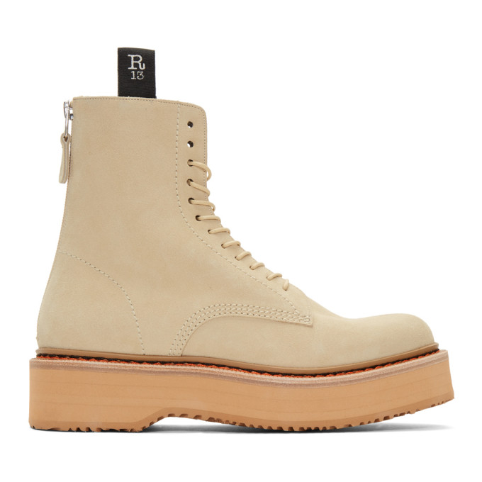 R13 Beige Single Stack Boots