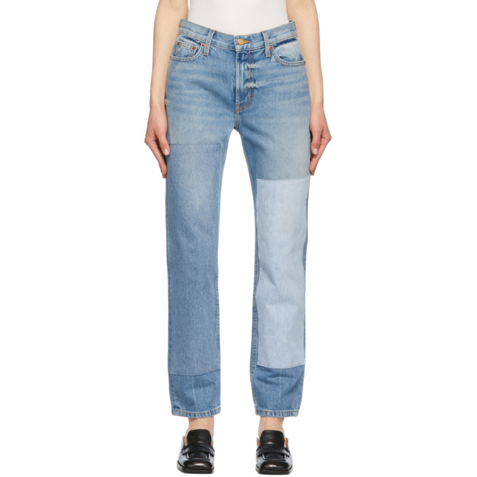 B SIDES BLUE ARTS STRAIGHT PATCHWORK NO. 2 JEANS