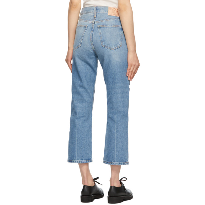 Shop B Sides Blue Marcel Relaxed Straight Patchwork No. 3 Jeans In Faded Indigo