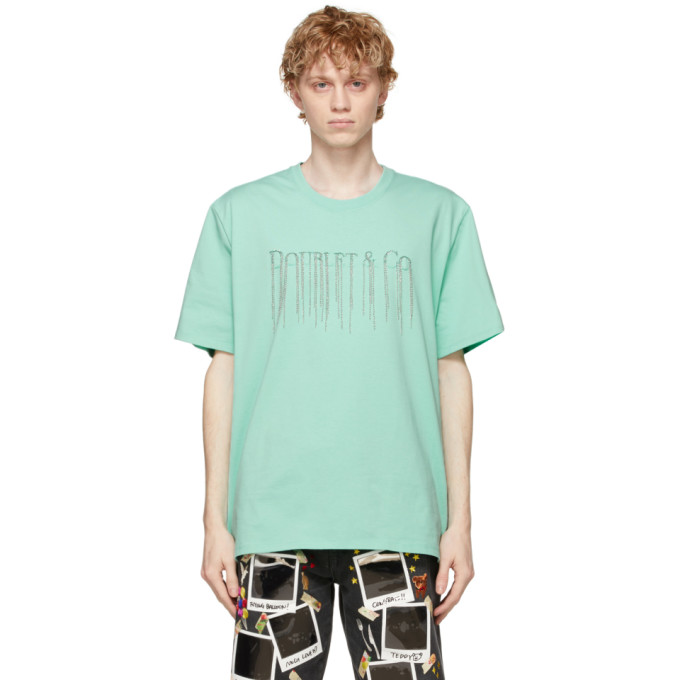 Click to view more detailed imagery on our partner's website Doublet Chain Fringe Slogan T-shirt In Emerald