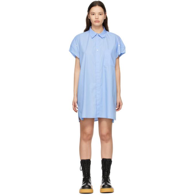 Ader Error Blue Striped Shirt Dress