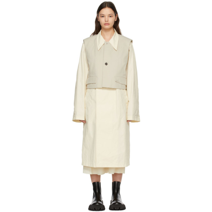 Ader Error Off-white Layered Coat In Ivory