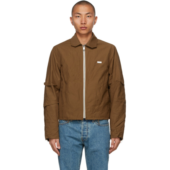 ADER error Brown Crinkled Track Jacket