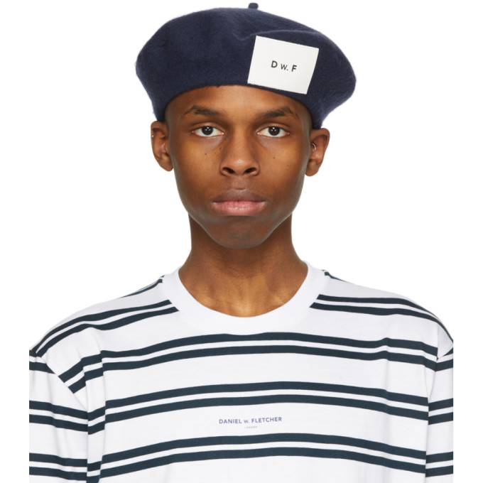 Daniel W. Fletcher SSENSE Exclusive Navy Merino Patch Beret