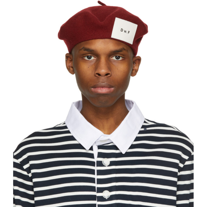 Daniel W. Fletcher SSENSE Exclusive Burgundy Merino Patch Beret