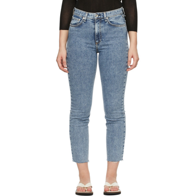 rag and bone Blue Nina High-Rise Ankle Cigarette Jeans