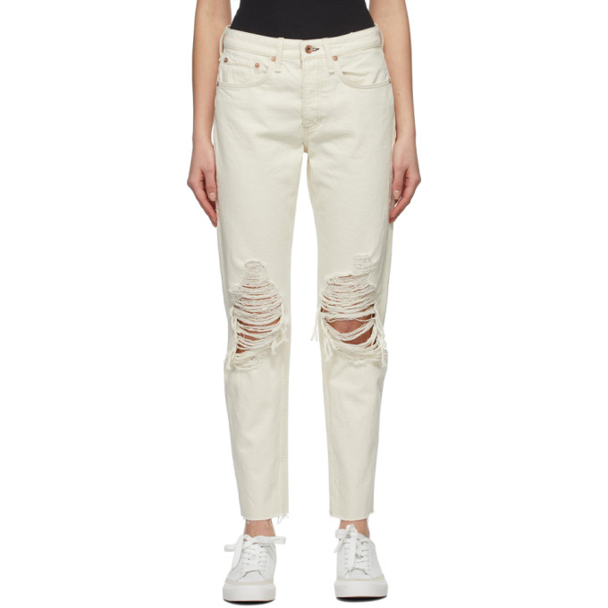 RAG & BONE OFF-WHITE MID-RISE ROSA JEANS