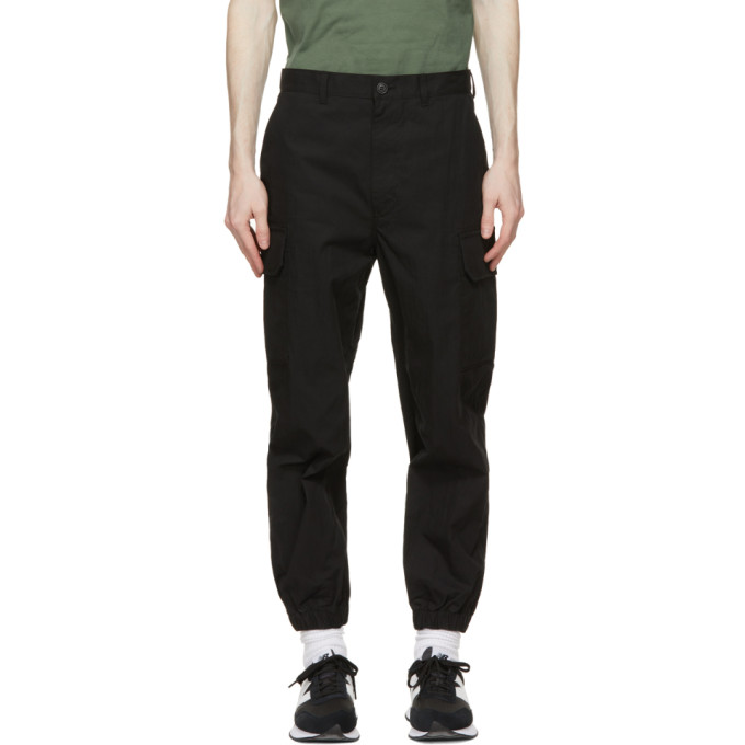 COMME DES GARÇONS HOMME DEUX COMME DES GARCONS HOMME BLACK NYLON AND COTTON RIPSTOP CARGO PANTS