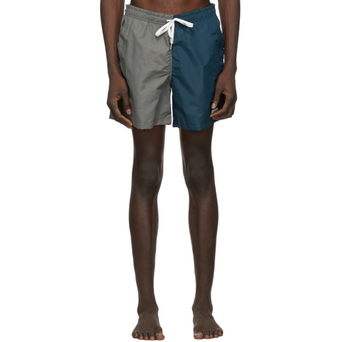 Bather Grey and Navy Solid Swim Shorts