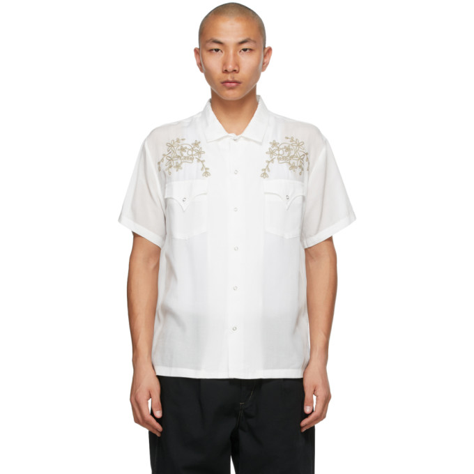 Double Rainbouu White Loop Skull West Coast Short Sleeve Shirt