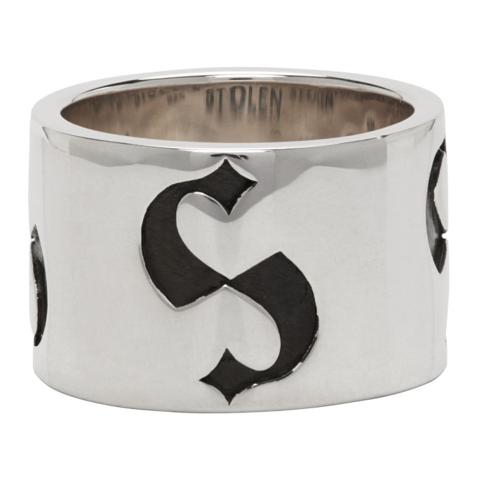 Stolen Girlfriends Club Silver Wide S-Logo Imprint Ring