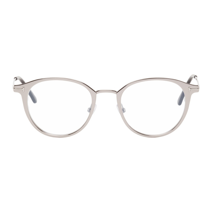 Tom Ford Gunmetal Blue Block Round Glasses