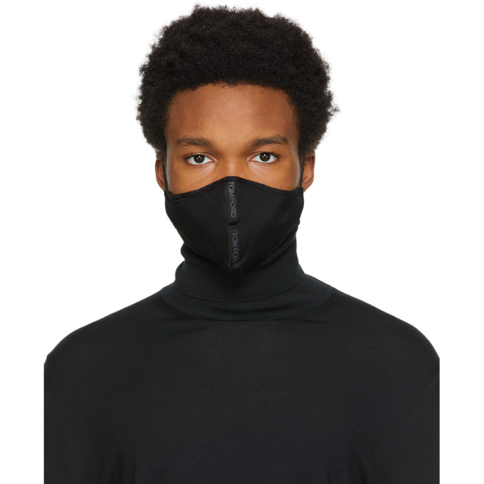 TOM FORD TOM FORD BLACK LOGO FACE MASK