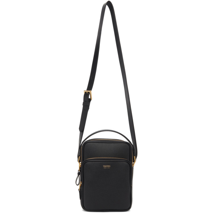 Tom Ford Black 2 Zip Shoulder Bag