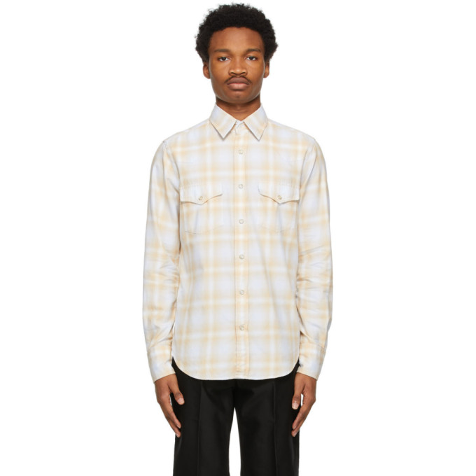 Tom Ford Yellow and Blue Check Leisure Shirt